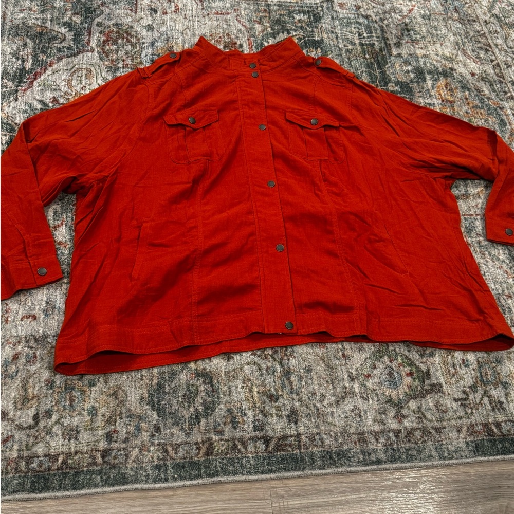 Torrid Double Gauze Fold Utility Jacket Womens 6X Red Orange Retro 90s Casual